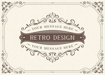 Wall Mural - ornate vintage card design with ornamental flourishes frame.