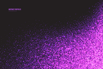 Wall Mural - abstract bright purple shimmer glowing round falling particles vector background. scatter shine tins