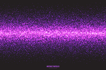 Wall Mural - abstract bright purple shimmer glowing round falling particles vector background. scatter shine tins