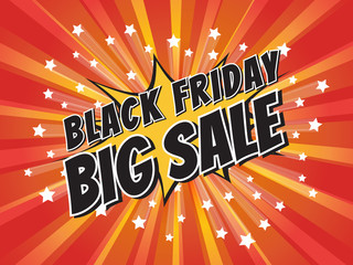 Black Friday Big Sale, wording in comic speech bubble on burst b