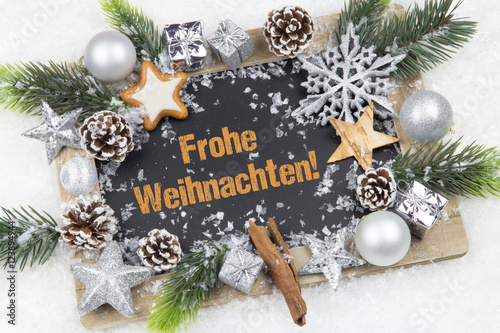 Frohe Weihnachten Tafel Festlich Silber Dekoriert Buy This