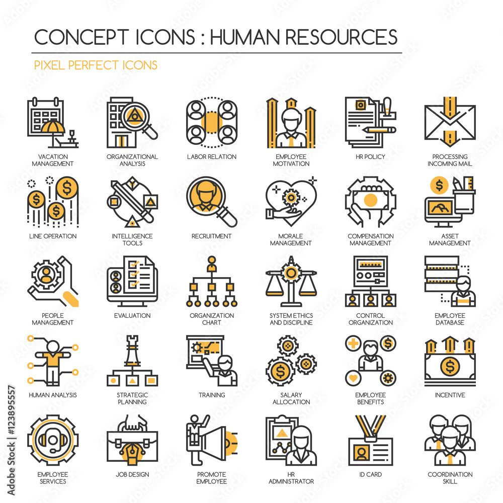 Human Resources , Thin Line and Pixel Perfect Icons Stock Vector ...