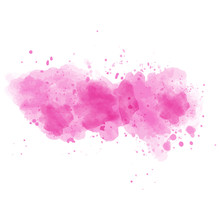 Pink Watercolor Painted  Stain Isolated On White Background