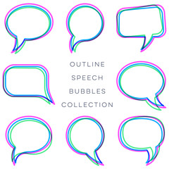 Wall Mural - Creative colorful outline speech bubbles collection