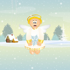 Wall Mural - cute Angel with snowflake