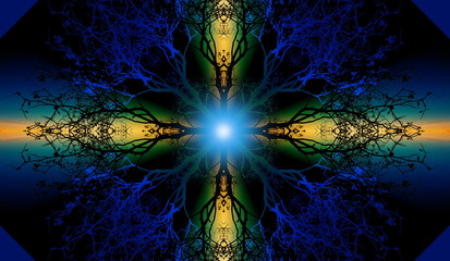 Aufkleber - Beautiful ornamental mandala with tree pattern, symbol of life.