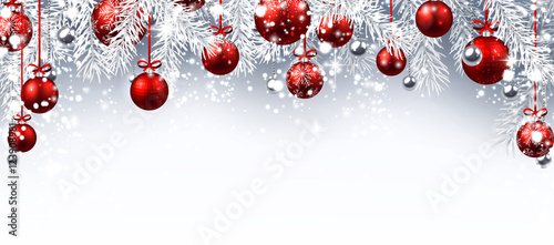 Foto-Kissen - New Year banner with Christmas balls. (von Vjom)