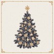 Christmas tree, detailed vintage vector illustration