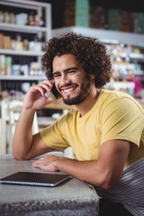 Poster - Man talking on mobile phone