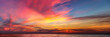 canvas print picture - Tropical colorful dramatic sunset with cloudy sky . Evening calm on the Gulf of Thailand. Bright afterglow.