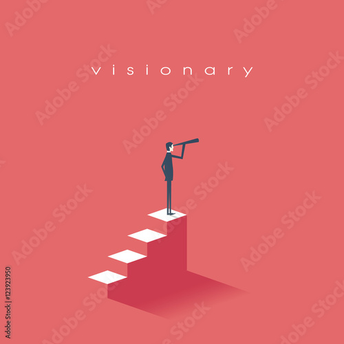 Fotografia Vision concept in business with vector icon of businessman and telescope, monocular