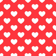 White Hearts Seamless Red Pattern