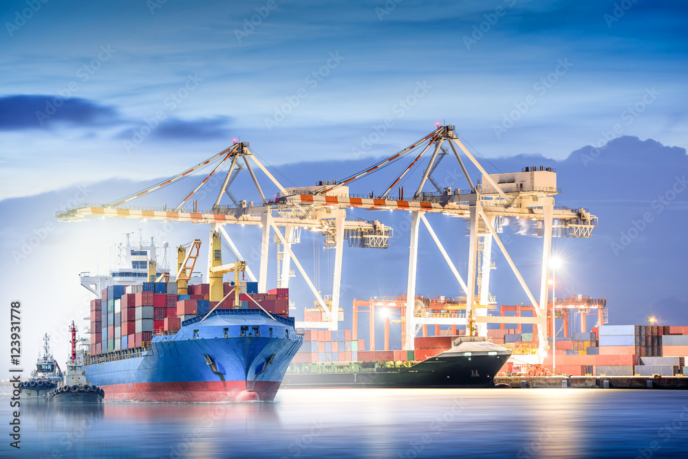 Logistics and transportation of international container cargo ship with ...