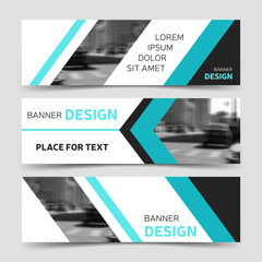 set of blue horizontal business banner templates.