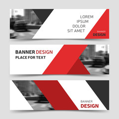 Wall Mural - Set of red horizontal business banner templates. Corporate identity