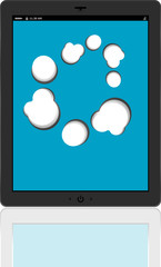 Poster - Cloud-computing connection on the digital tablet pc. Conceptual image