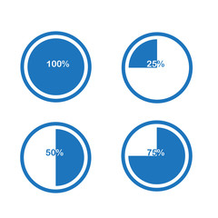 icons pie graph circle percentage chart blue 25 50 75 100 % set illustration round vector