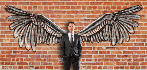 Poster - Young man with wings