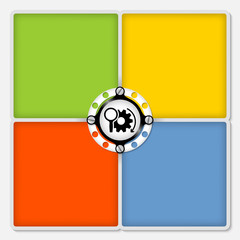 Poster - Four colored frames for your text and cogwheel