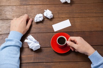 Poster - Man holding cup of coffee