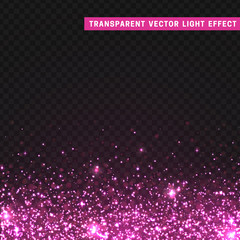 Wall Mural - transparent vector light effect pink. glitter particles, shining stars , space background. bright de
