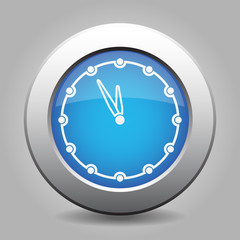 Poster - blue metallic button, white last minute clock icon