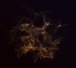 Poster - abstract 3d rendering of chaotic particles. flying cubes in empty space. dynamic shape. futuristic b