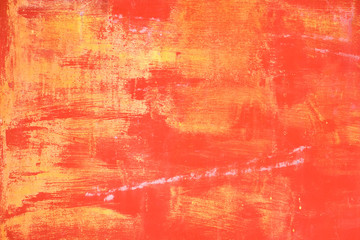 Red old panel background with yellow brush strokes - Grunge autumn colours weathered  metal board