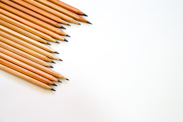 Wood made drawing pencils on white background