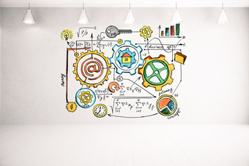 Poster - Concrete interior with business chart