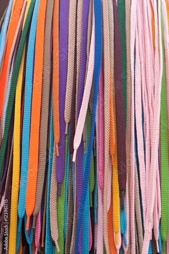 Fotografía Collection of many colorful shoelaces at a retail stand