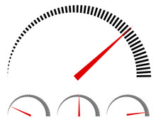 Speedometer Or Generic Meters, Gauges With Red Needle