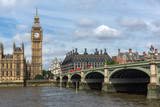 Fototapeta Londyn - Amazing view of Westminster Bridge and Big Ben, London, England, United Kingdom