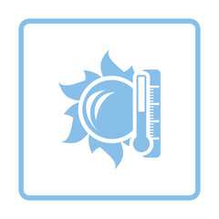 Poster - Sun and thermometer with high temperature icon