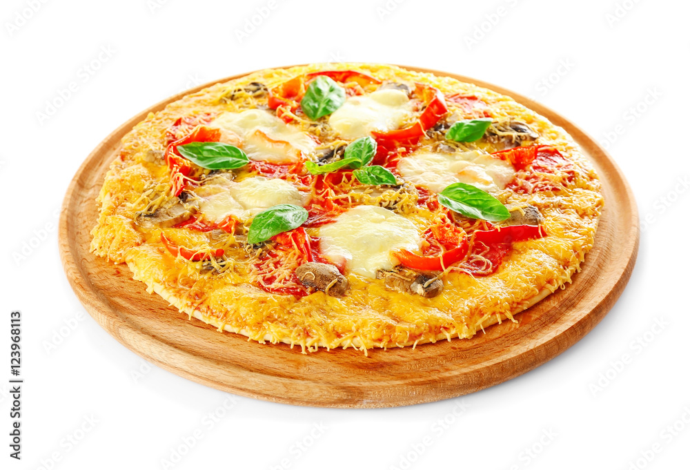 Tasty pizza on white background