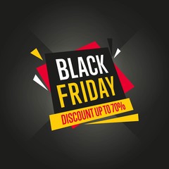 Wall Mural - Black Friday sale black sticker vector isolated. Discount or special offer price sign on Black Friday.