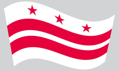 Poster - Flag of Washington, D.C. waving on gray background