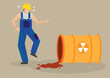 Radioactive Spill Industrial Workplace Accident Vector Illustrat