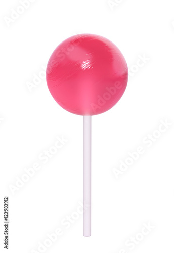 Pink lollipop isolated on white Poster Mural XXL