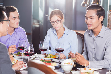 Business People Having Dinner in Restaurant