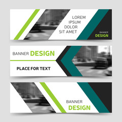 Wall Mural - Collection green horizontal business banner templates. Modern technology design.