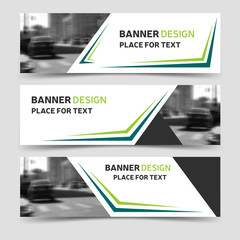Wall Mural - Green horizontal business banner templates. Modern abstract background layout