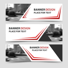Wall Mural - Set of red and gray horizontal business banner templates.