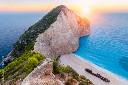 Cuadros en Lienzo Navagio beach at sunset, Zakynthos island, Greece