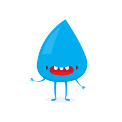 Poster - Water drop character cartoon vector