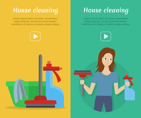 Wall Mural - Set of Cleaning Service Flat Style Web Banners