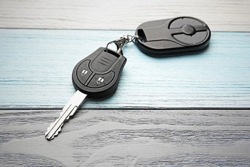 Wall Mural - Car key on wooden table