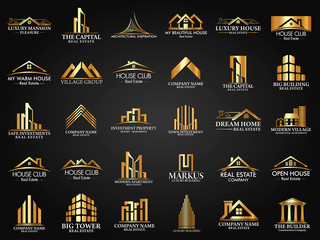 Wall Mural - Mega Set and Big Group, Real Estate, Building and Construction Logo Vector Design