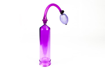 Sticker - Purple penis pump sex toy on white background
