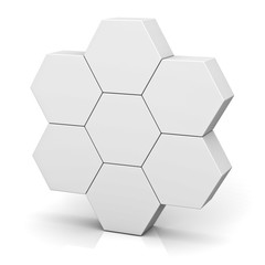 Fototapete - Blank hexagon signboard boxes on white background abstract concept with shadow 3D rendering